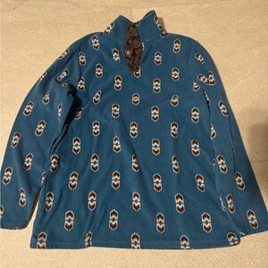 Wrangler Teal Aztec Print Pullover Fleece